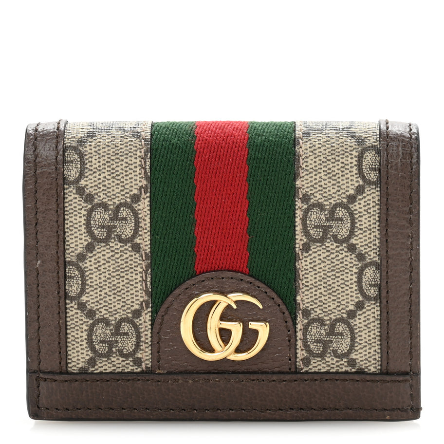 Gucci GG Supreme Monogram Web Ophidia Card Case Beige New Acero Image 1