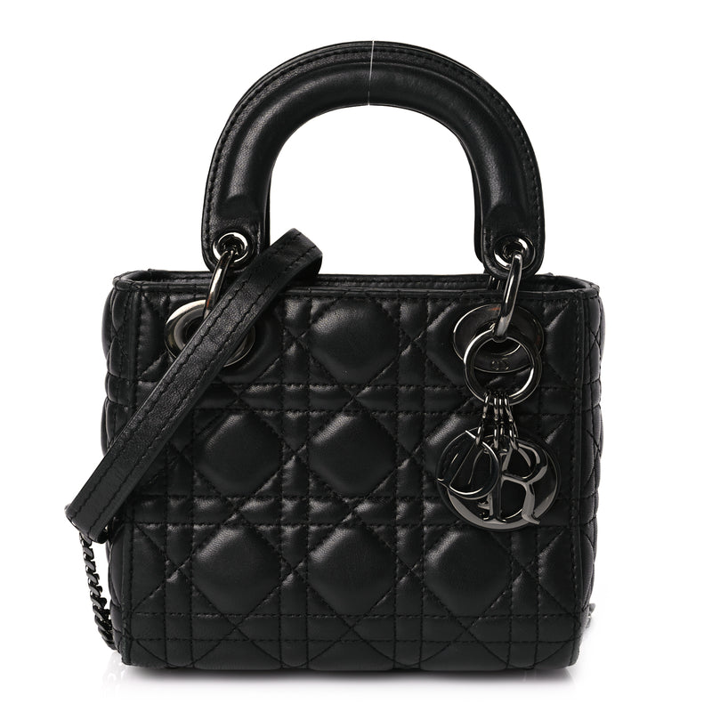  Christian Dior Lambskin Cannage Mini Lady Dior Black