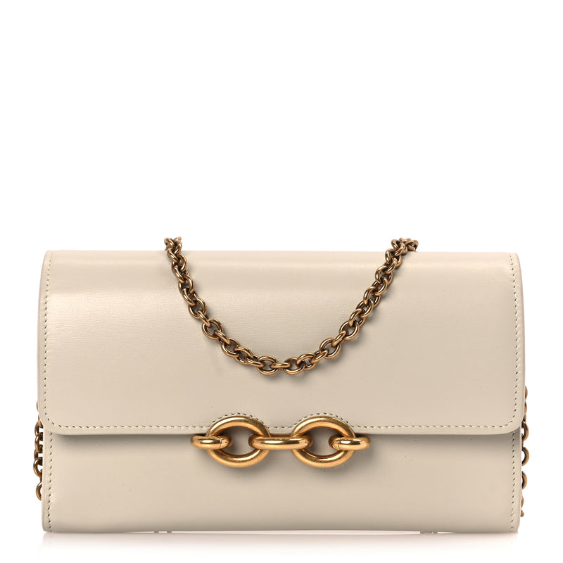  Saint Laurent Smooth Calfskin Le Maillon Chain Wallet Crema Soft