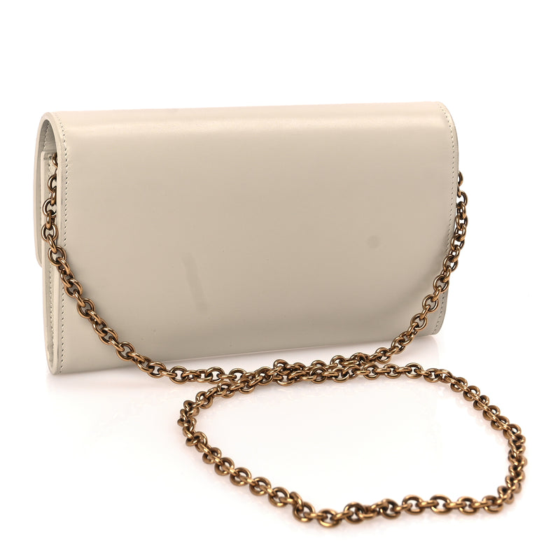  Saint Laurent Smooth Calfskin Le Maillon Chain Wallet Crema Soft