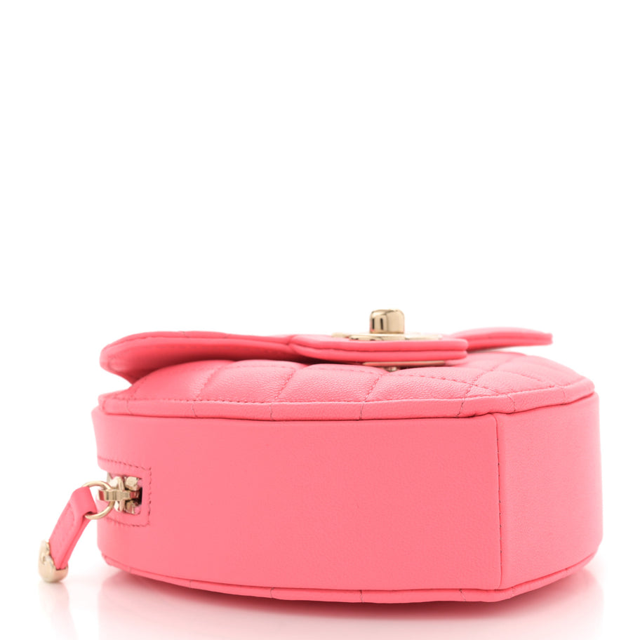 Chanel Lambskin Quilted CC In Love Heart Clutch With Chain Pink Image 4