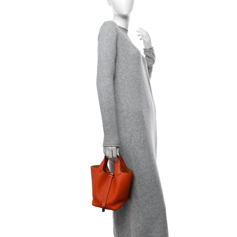  Hermes Taurillon Clemence Picotin Lock 18 PM Orange Poppy