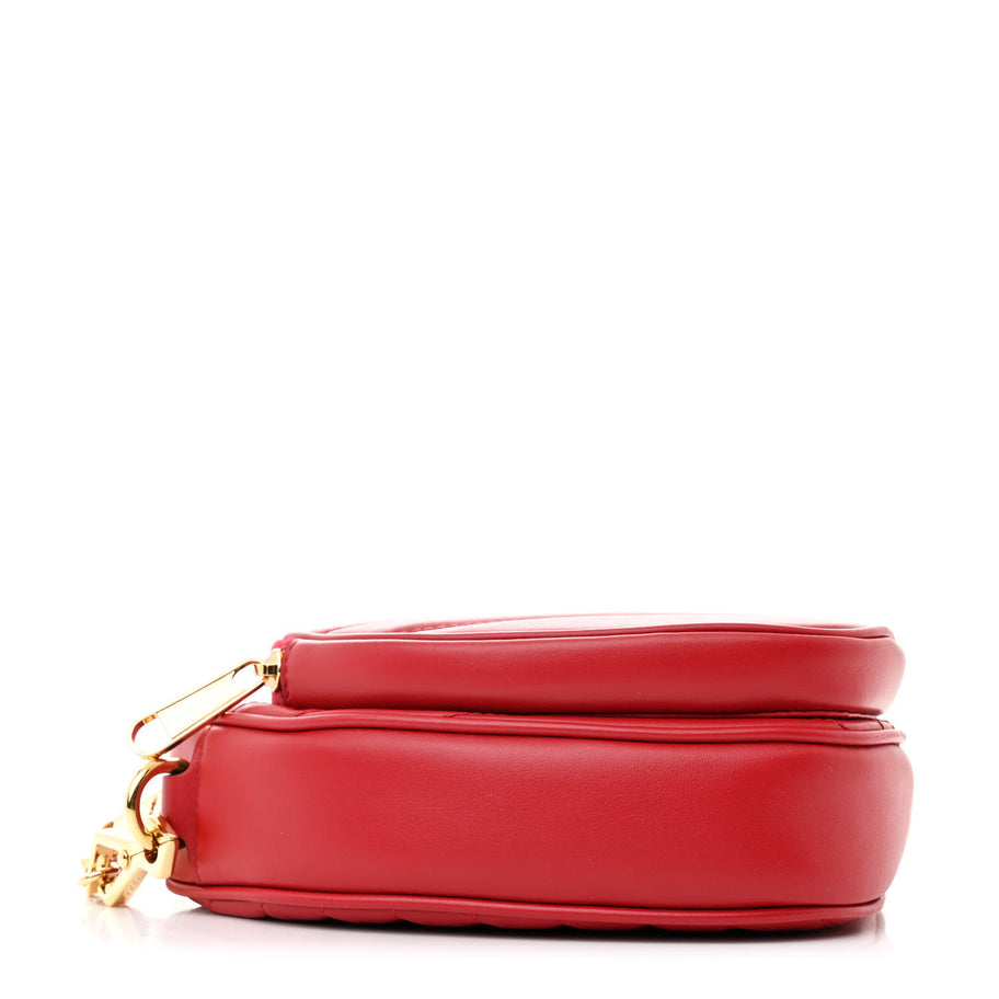 Gucci Calfskin Matelasse Diagonal Mini InterLocking G Heart Shoulder Bag Hibiscus Red Image 4