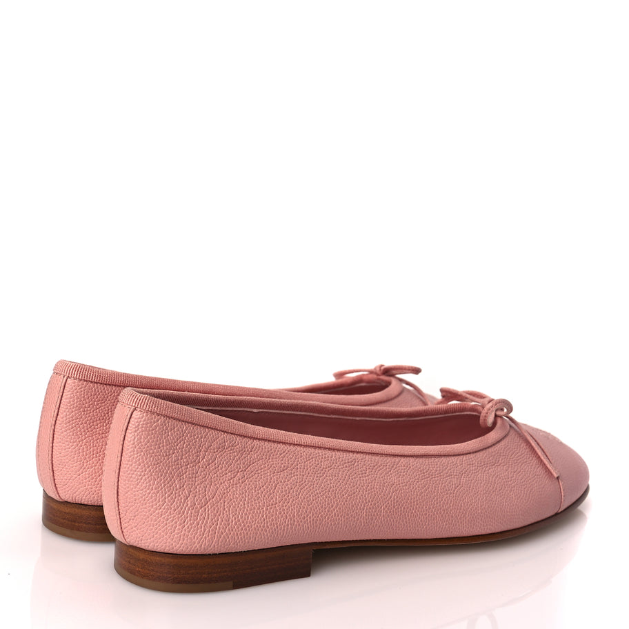Chanel Caviar CC Cap Toe Ballerina Flats 36.5 Pink Image 5