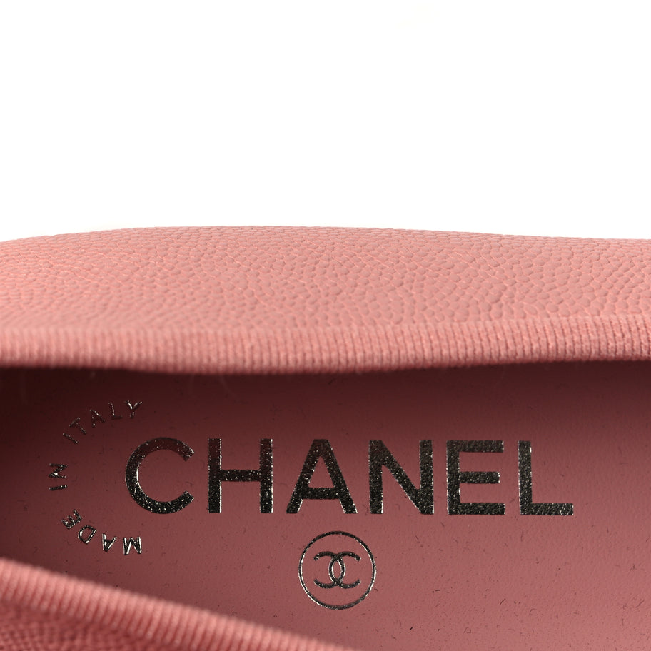 Chanel Caviar CC Cap Toe Ballerina Flats 36.5 Pink Image 6