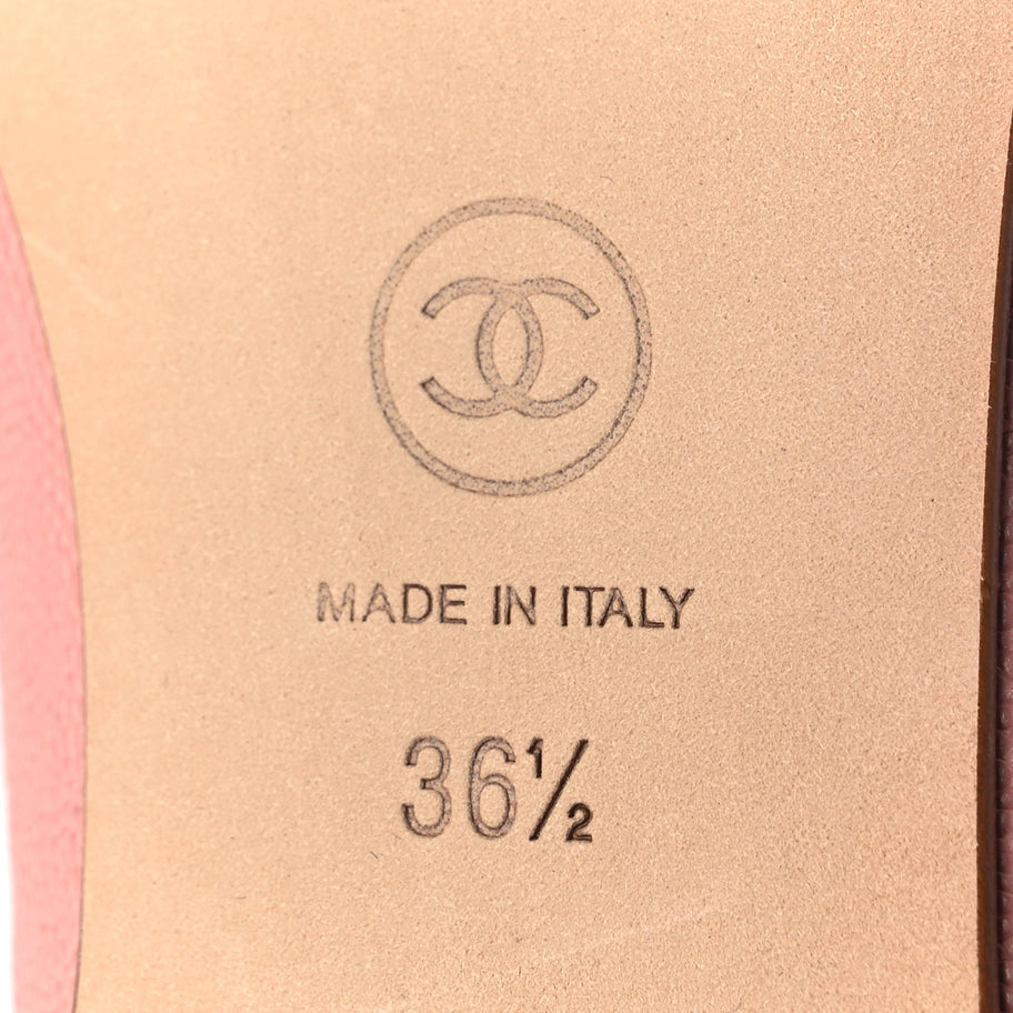 Chanel Caviar CC Cap Toe Ballerina Flats 36.5 Pink Image 7