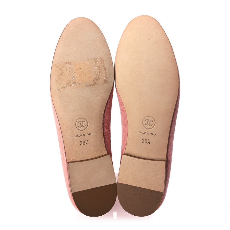 Chanel Caviar CC Cap Toe Ballerina Flats 36.5 Pink Image 8