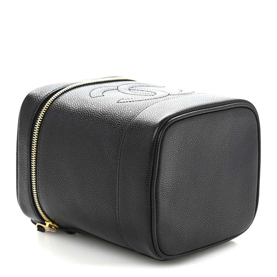 Chanel Caviar Vanity Cosmetic Case Black Image 4