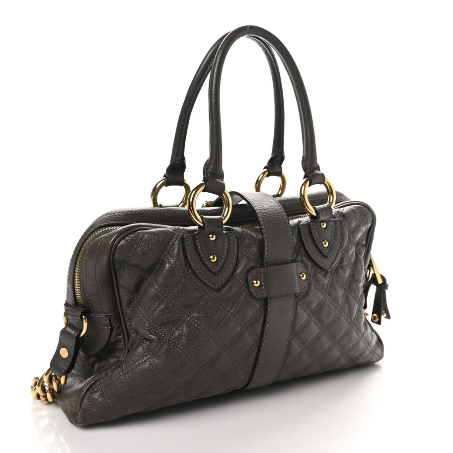 Marc Jacobs Calfskin Quilted Venetia Satchel Grey Image 3