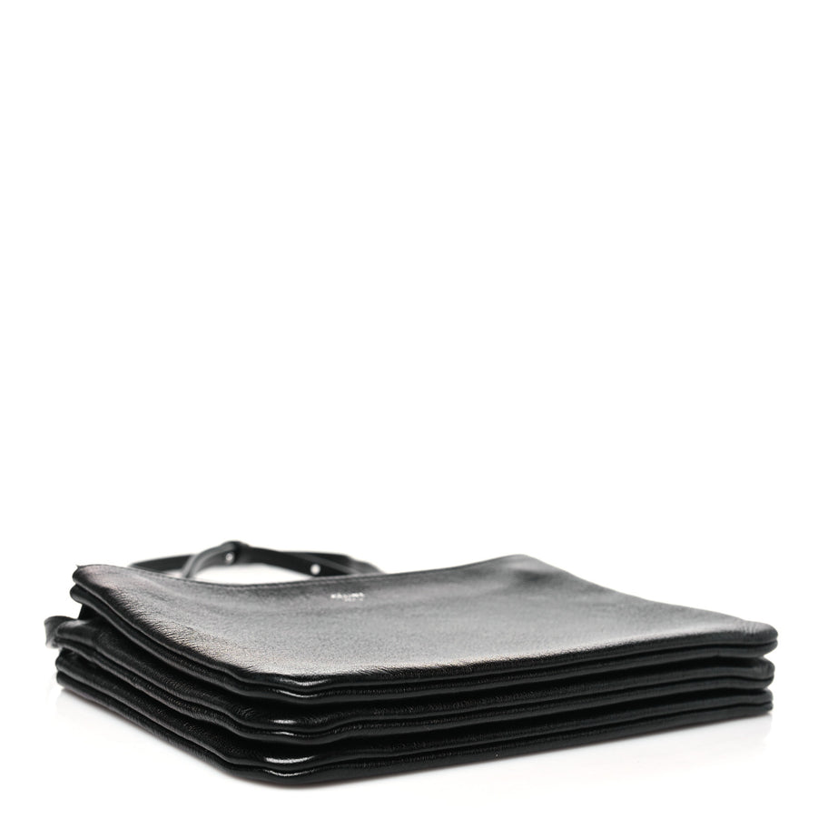 Celine Shiny Textured Calfskin Trio Crossbody Bag Black Image 4