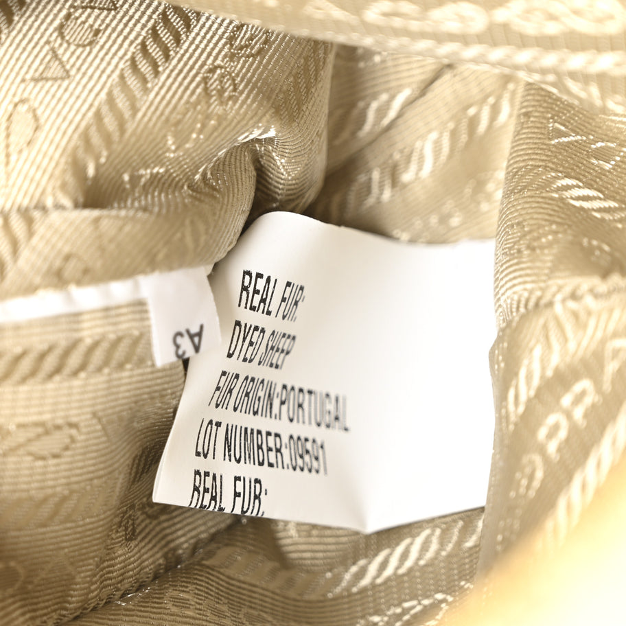 Prada Shearling Symbole Mini Triangle Bag Ecru White Image 7