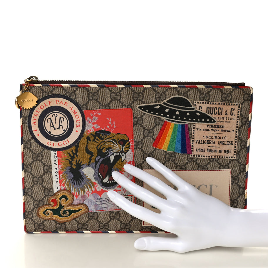 Gucci GG Supreme Monogram Courrier Documents Holder Beige New Acero Image 2