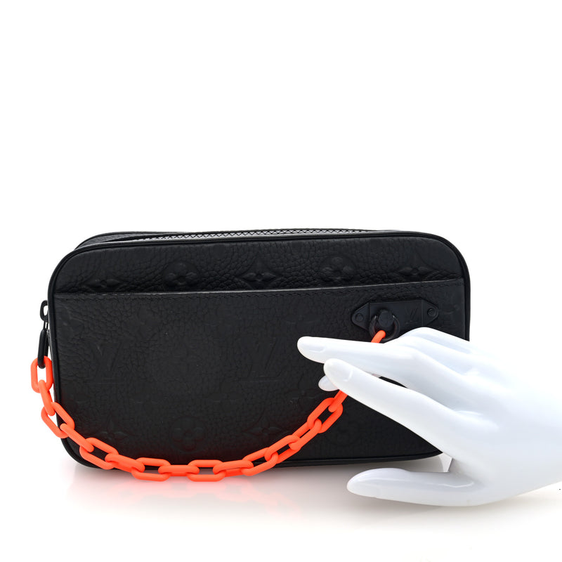  Louis Vuitton Taurillon Monogram Uniformes Solar Ray Soft Pochette Volga Belt Bag Black