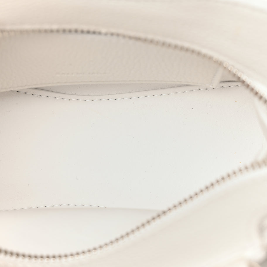 Balenciaga Grained Calfskin Neo Classic Silver Hardware Nano City Crossbody White Image 4