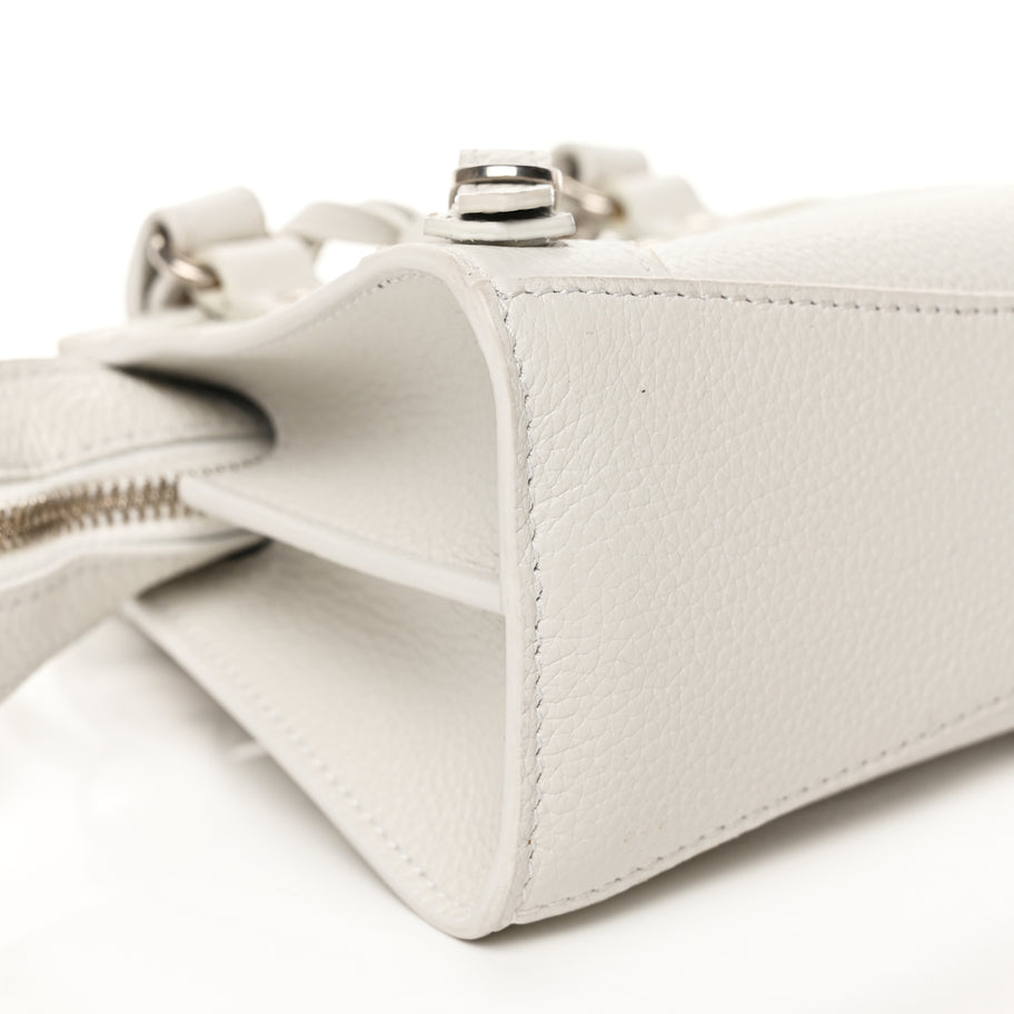 Balenciaga Grained Calfskin Neo Classic Silver Hardware Nano City Crossbody White Image 8
