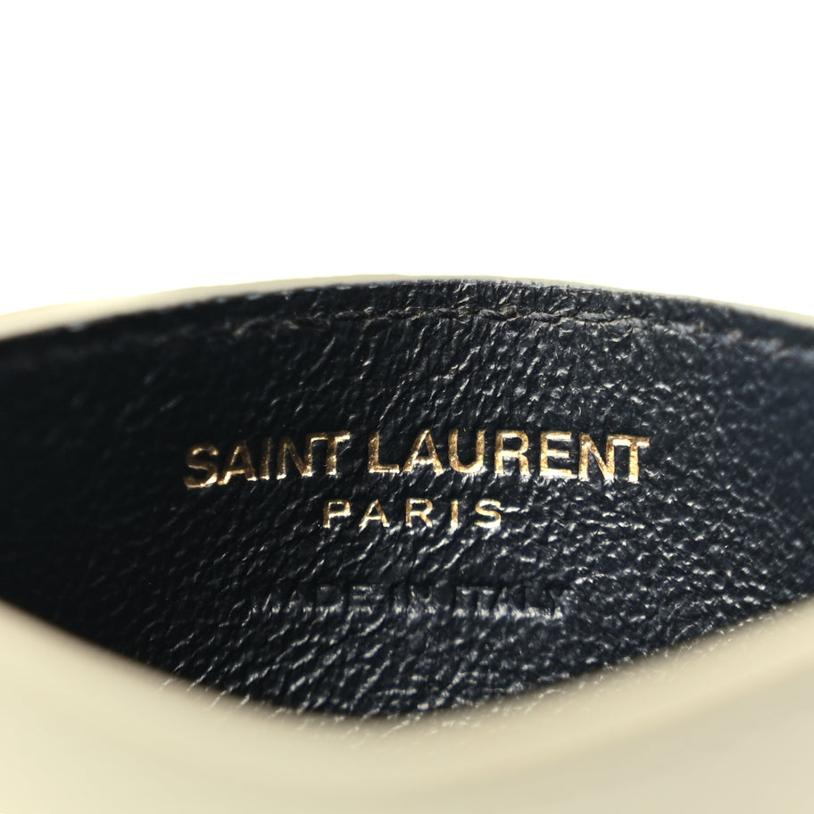 Saint Laurent Grain De Poudre Matelasse Chevron Monogram Credit Card Case Crema Soft Image 6