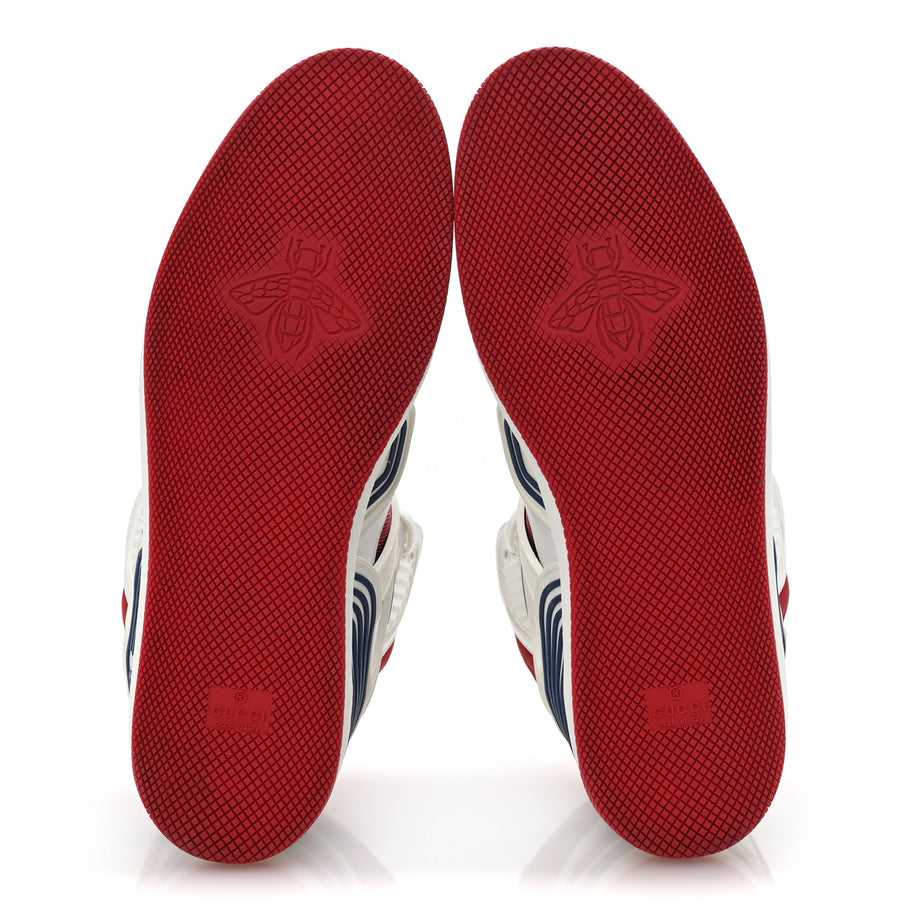 Gucci Demetra GG Supreme Monogram Mens Basket High Top Sneakers 11 Great White Red Blue Image 6