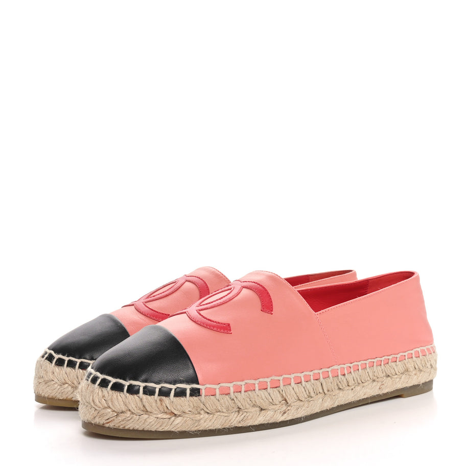 Chanel Lambskin CC Espadrilles 39 Pink Red Black Image 4
