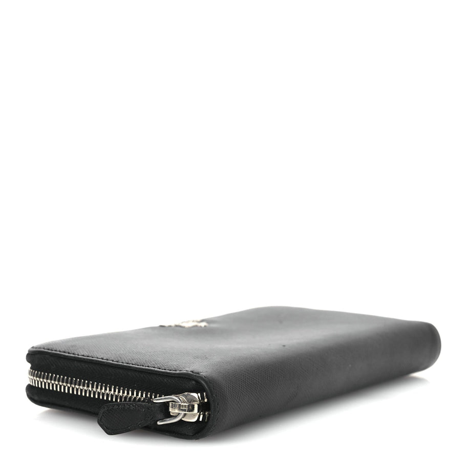 Prada Saffiano Metal Zip Around Wallet Black Image 4