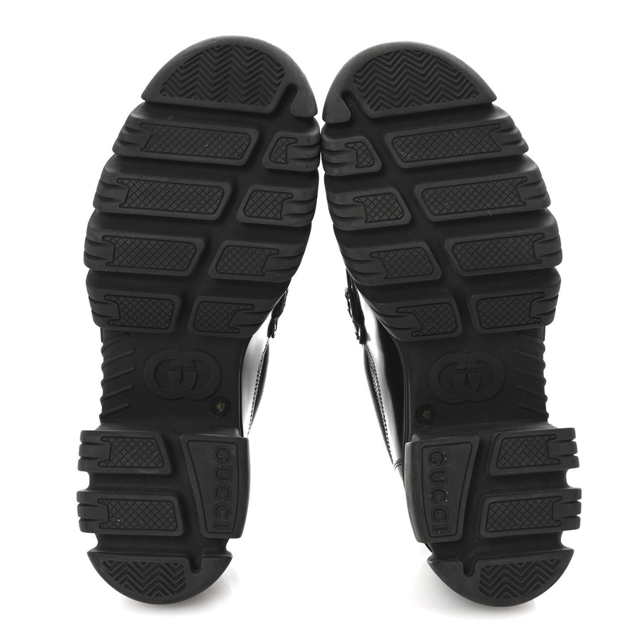 Gucci Cordovan Lux Womens Harald Horsebit 25mm Platform Loafers 40 Black Image 6