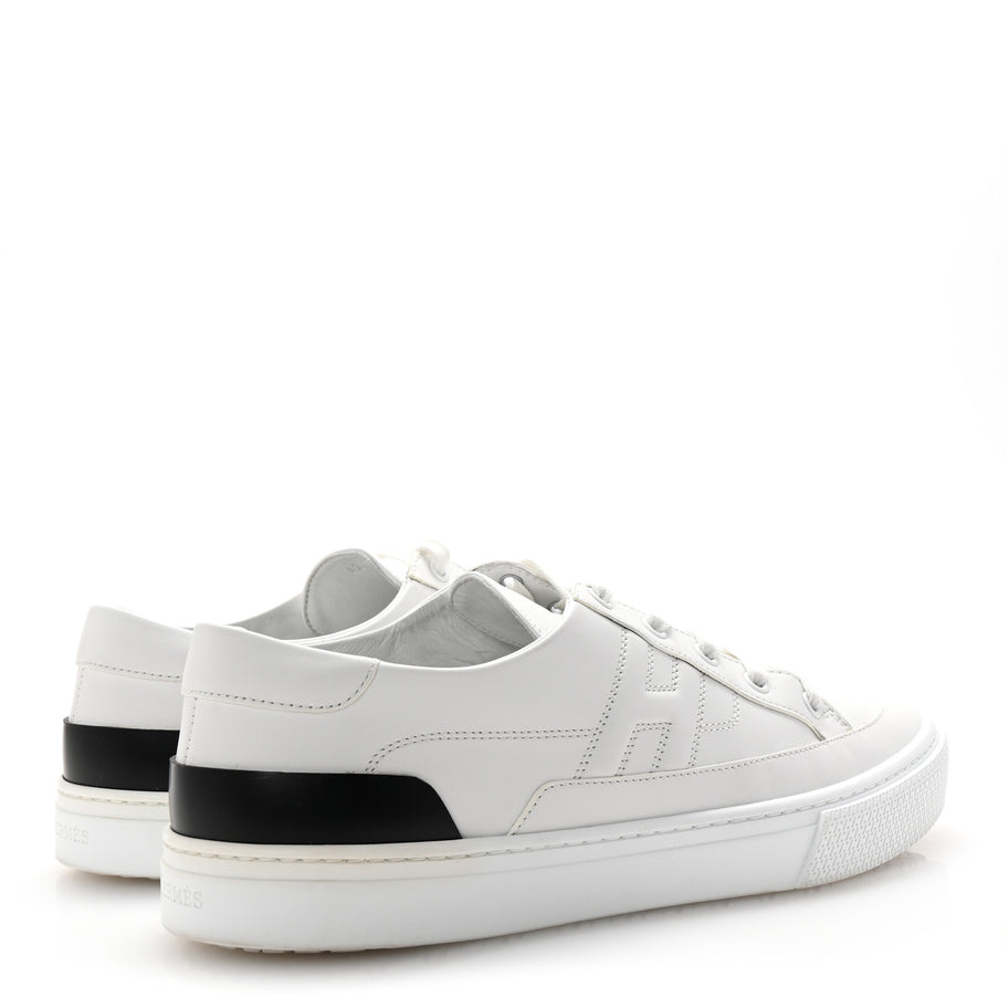 Hermes Calfskin Mens Deep Sneakers 42 White Black Image 5