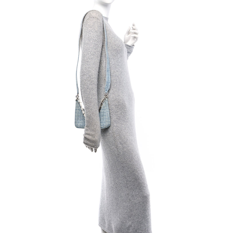  Givenchy Denim Mini Moon Cut Out Shoulder Bag Blue