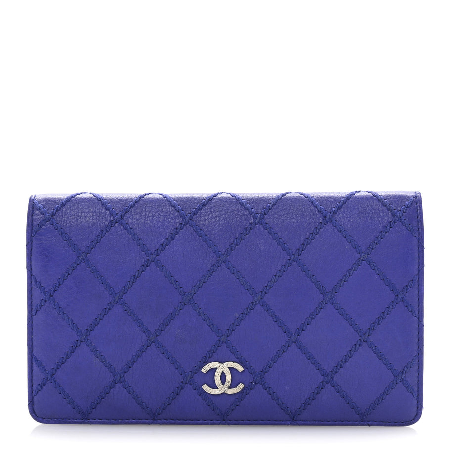 Chanel Calfskin Stitched Fancy CC Yen Wallet Blue Image 1
