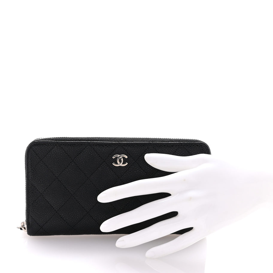 Chanel Caviar Quilted Large Gusset Zip Around Wallet Black Image 2