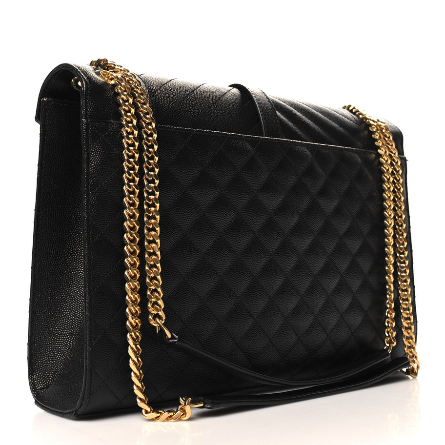 Saint Laurent Grain De Poudre Textured Mixed Matelasse Large Triquilt Monogram Satchel Black Image 3