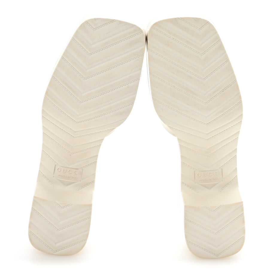Gucci Rubber Logo Womens Platform 20/60mm Slide Sandals 38 Mystic White Image 6