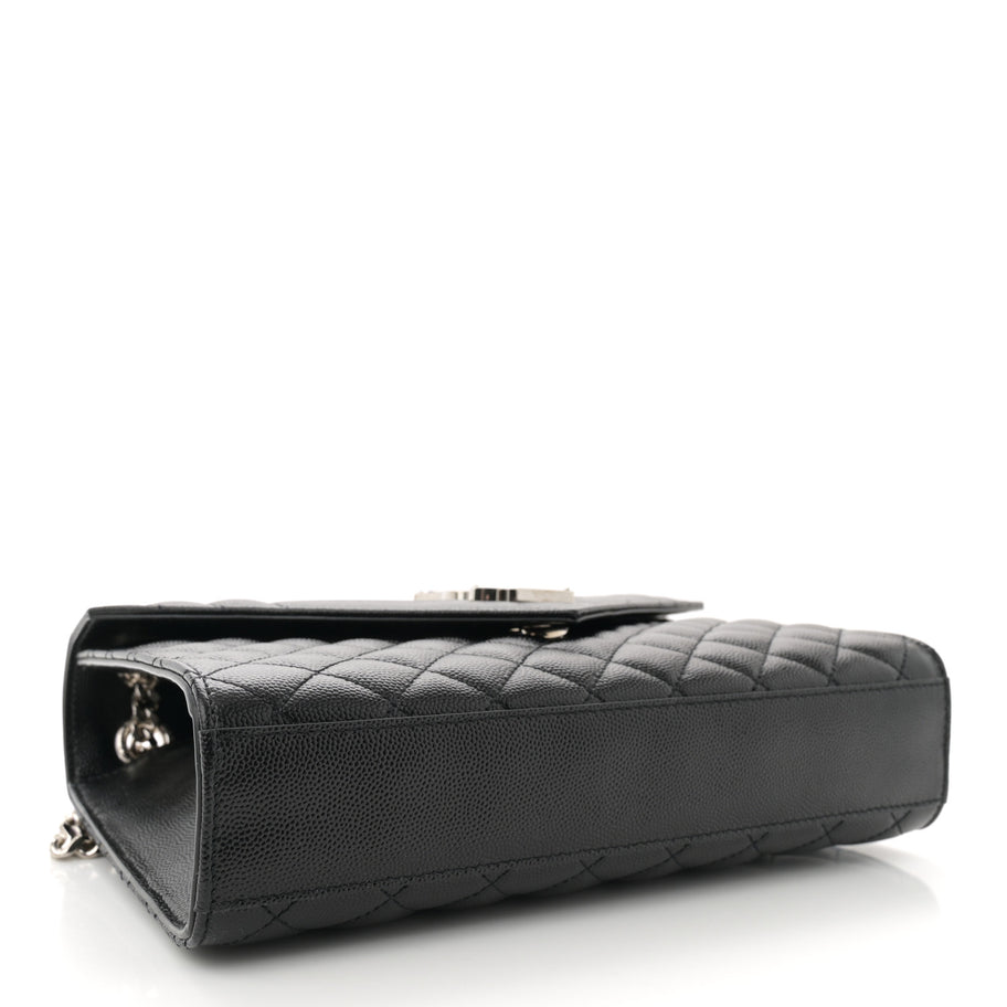 Saint Laurent Grain De Poudre Textured Mixed Matelasse Triquilt Medium Monogram Satchel Black Image 4