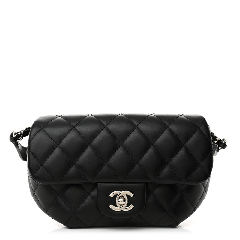  Chanel Calfskin Quilted CC Uniform Flap Belt Bag Black