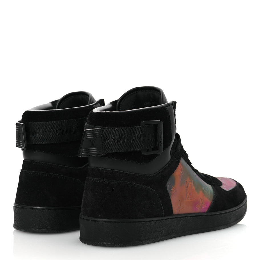 Louis Vuitton Suede Monogram Mens Rivoli High Top Sneakers Black Multicolor Image 5