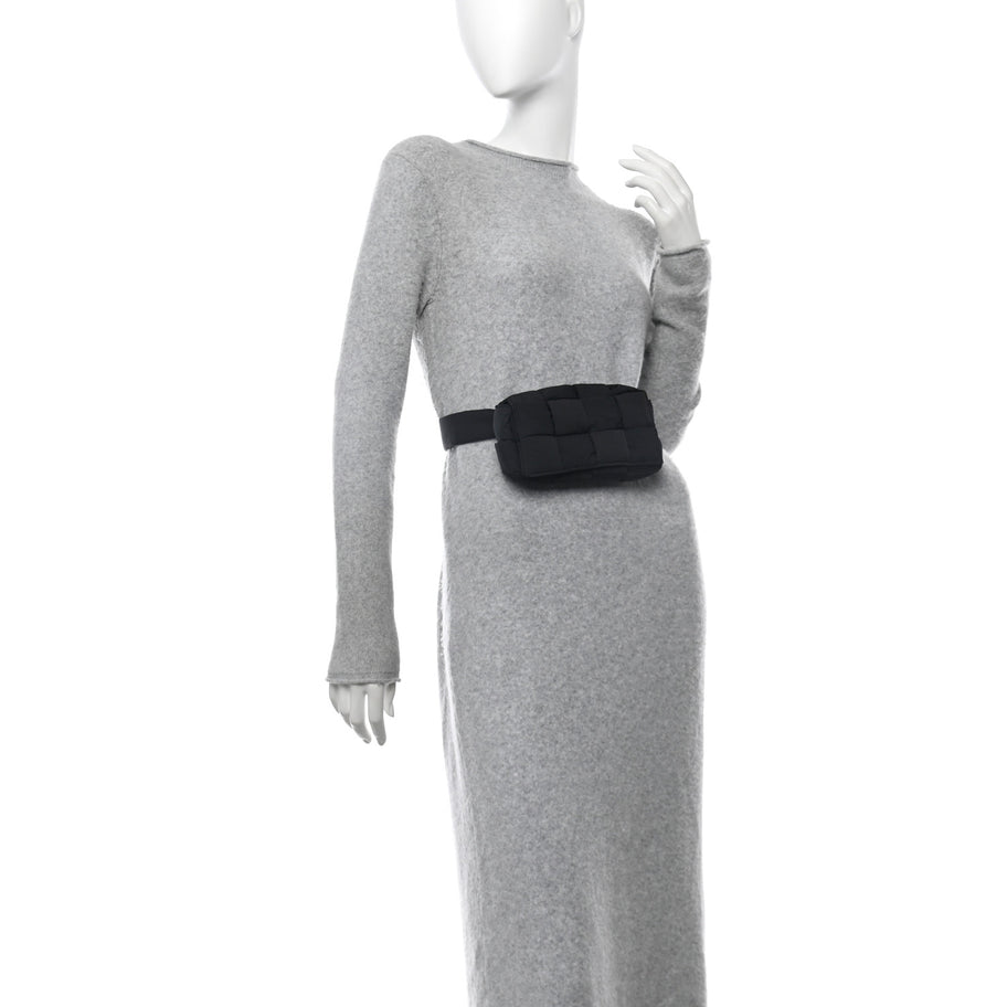 Bottega Veneta Nylon Intrecciato Padded Tech Mini Cassette Belt Bag Black Image 2