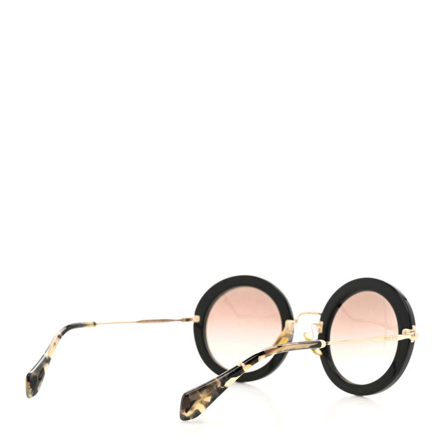 Miu Miu Metal Round Crystal Sunglasses SMU08R Black Tortoise Image 4