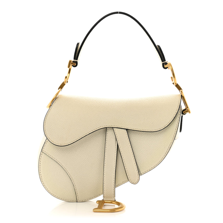 Christian Dior Grained Calfskin Mini Saddle Bag Ivory Image 1