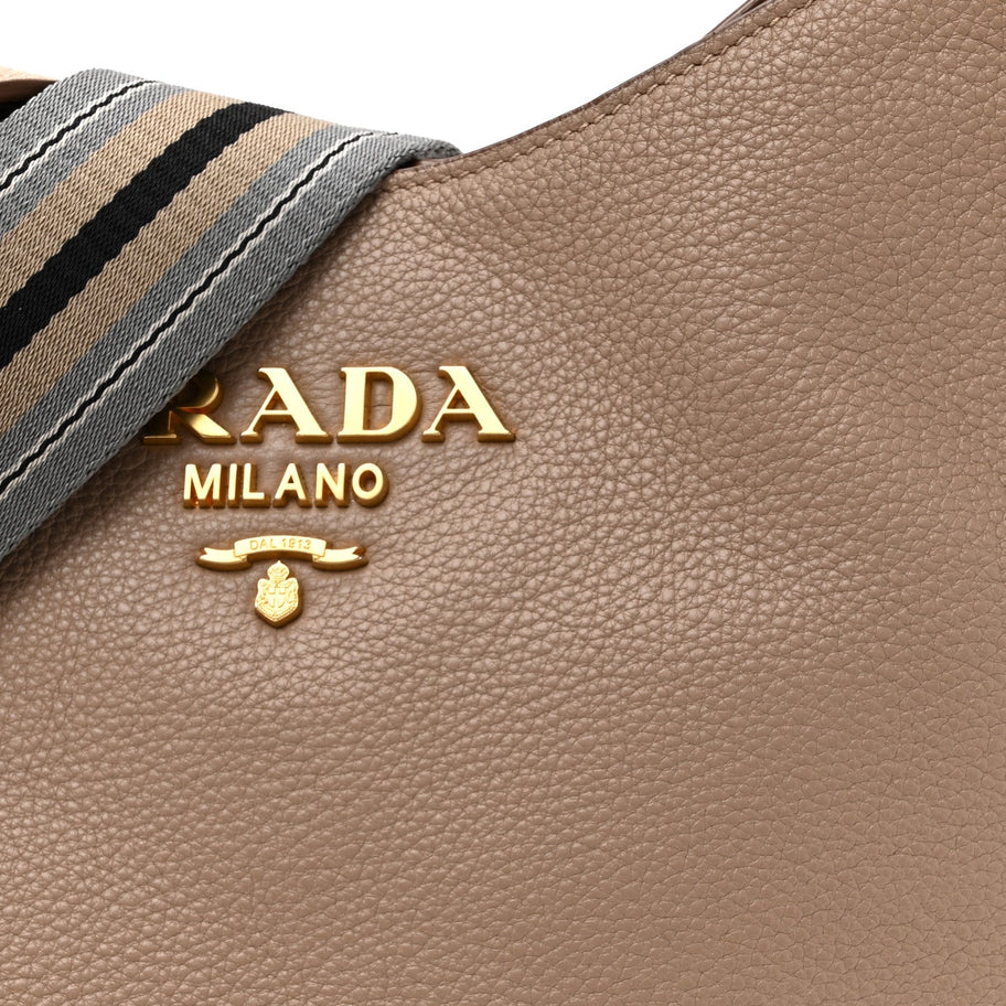 Prada Vitello Daino Soft Hobo Messenger Bag Argilla Image 7