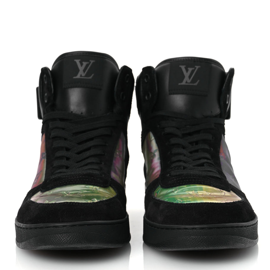 Louis Vuitton Suede Monogram Mens Rivoli High Top Sneakers Black Multicolor Image 3
