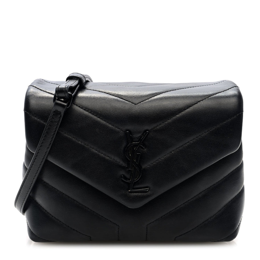 Saint Laurent Calfskin Y Quilted Monogram Monochrome Toy Loulou Crossbody Bag Black Image 1
