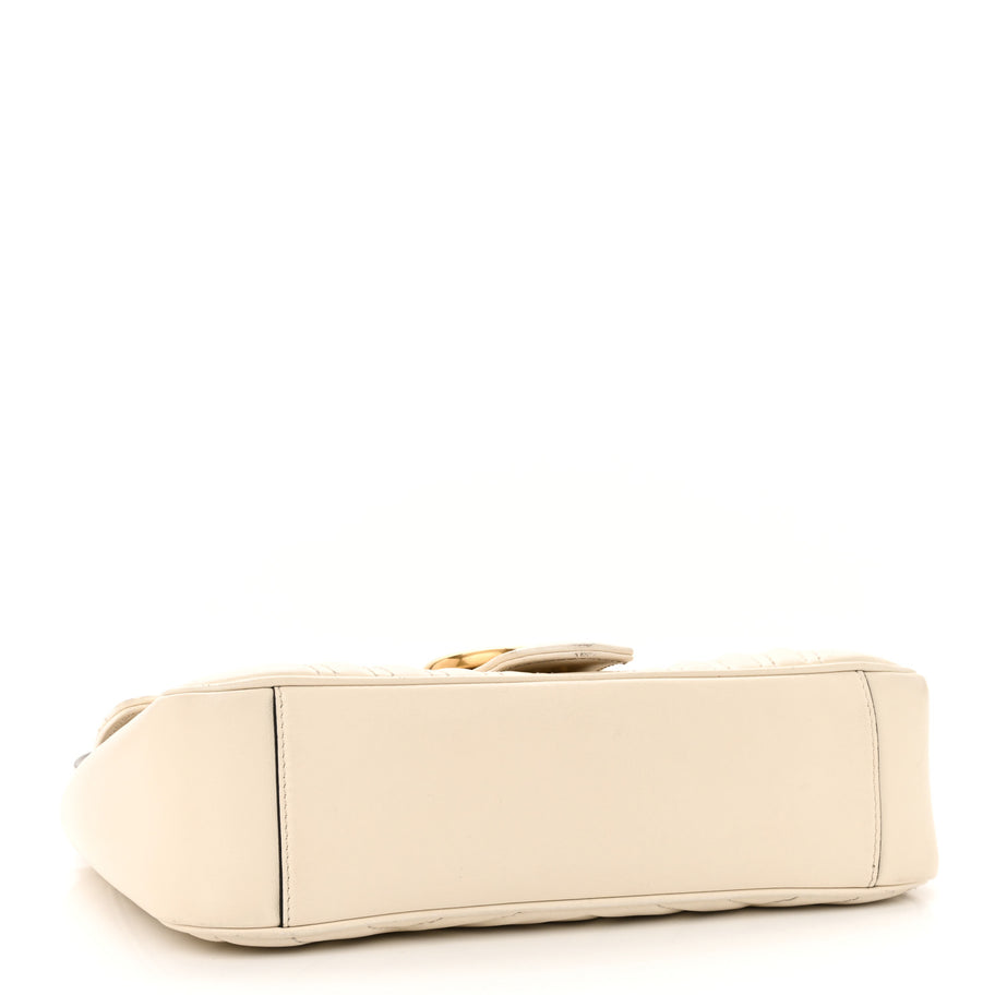 Gucci Calfskin Matelasse Small GG Marmont Shoulder Bag White Image 4