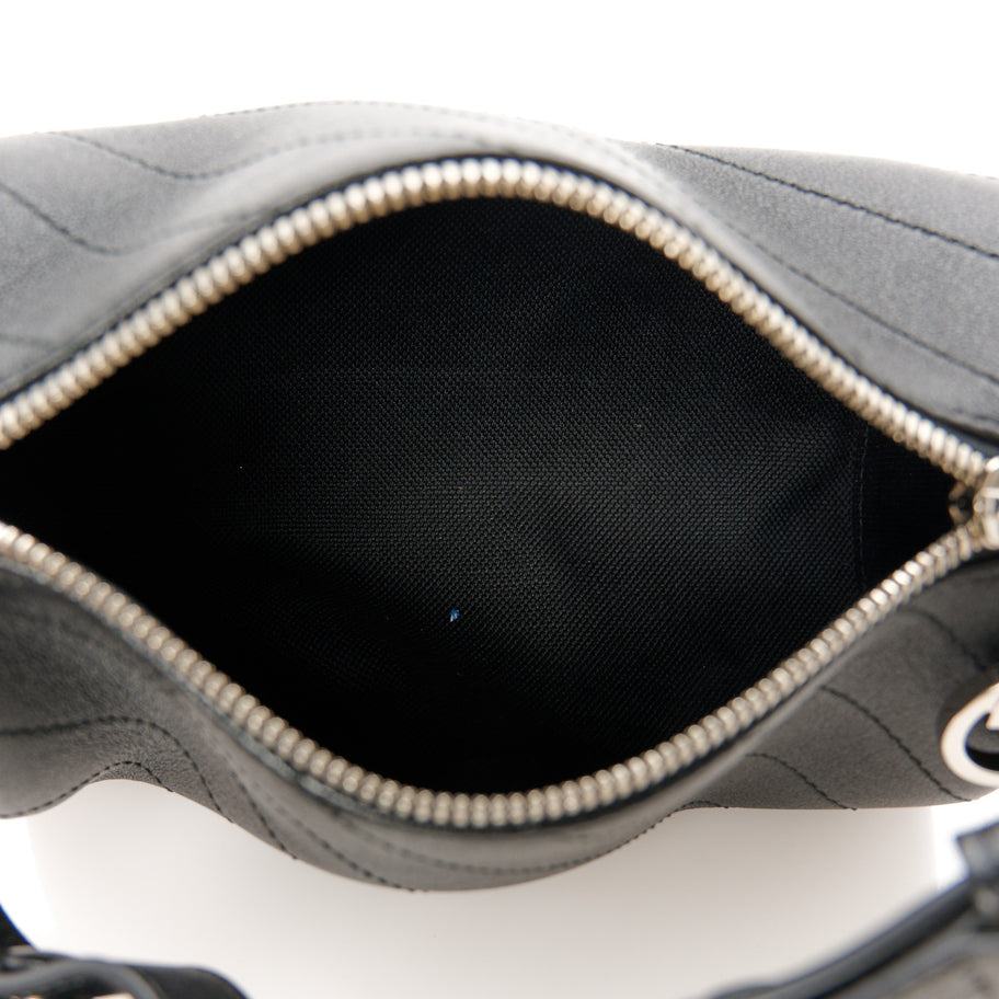 Gucci Sakai Be Green Calfskin Diagonal Stitched Mini Blondie Barrel Shoulder Bag Black Image 5