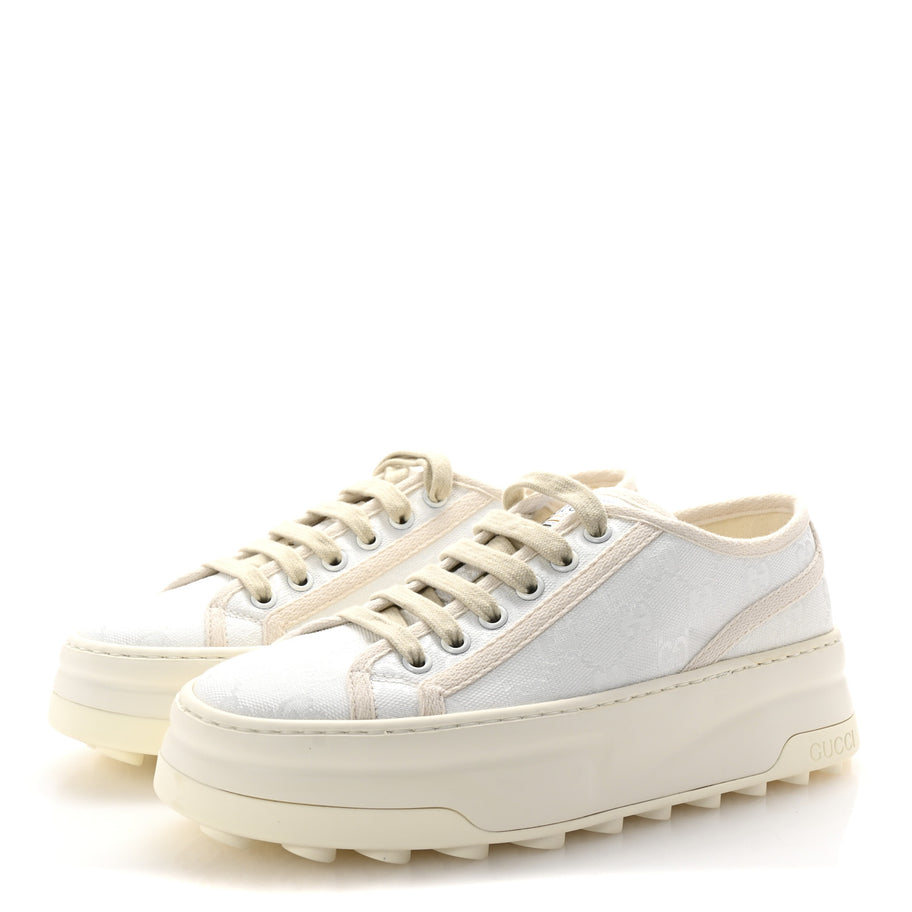 Gucci GG Monogram Womens 1977 Tennis Platform 52mm Sneakers 37 Great White Mystic White Image 4