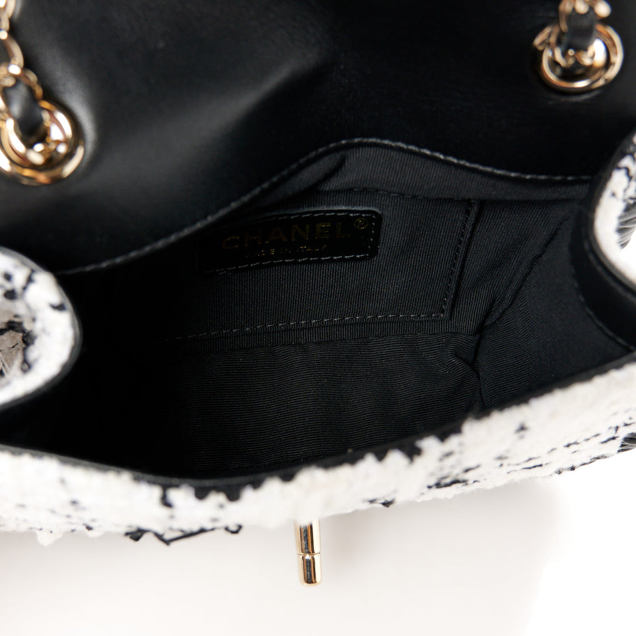 Chanel Tweed Braided Calfskin Mini My Own Frame Flap Grey Black Image 5