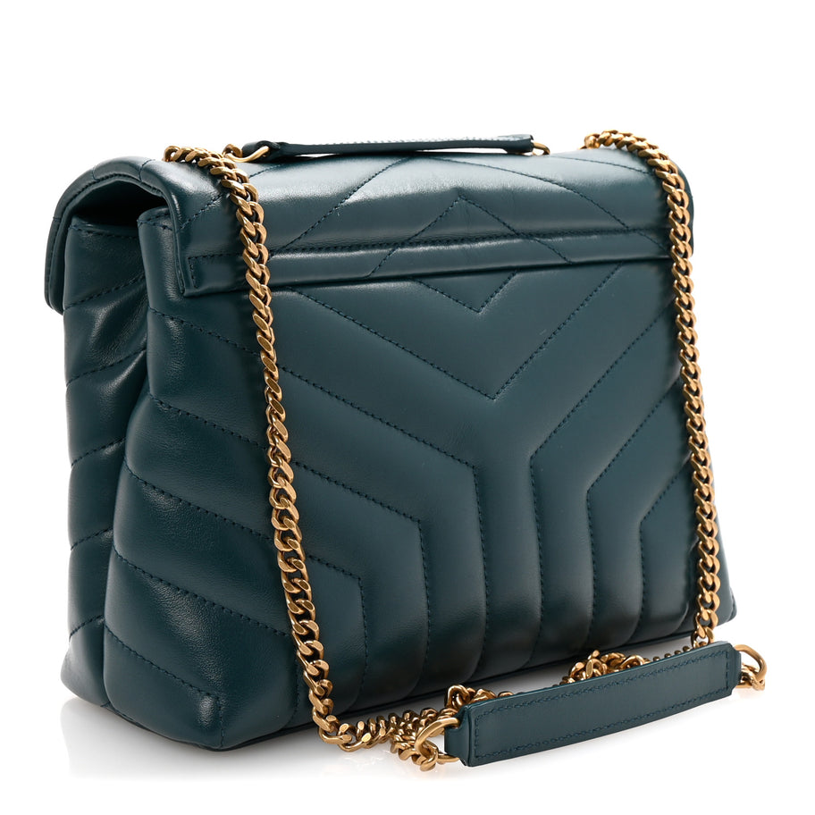 Saint Laurent Calfskin Y Quilted Monogram Small Loulou Chain Satchel Sea Turquoise Image 3