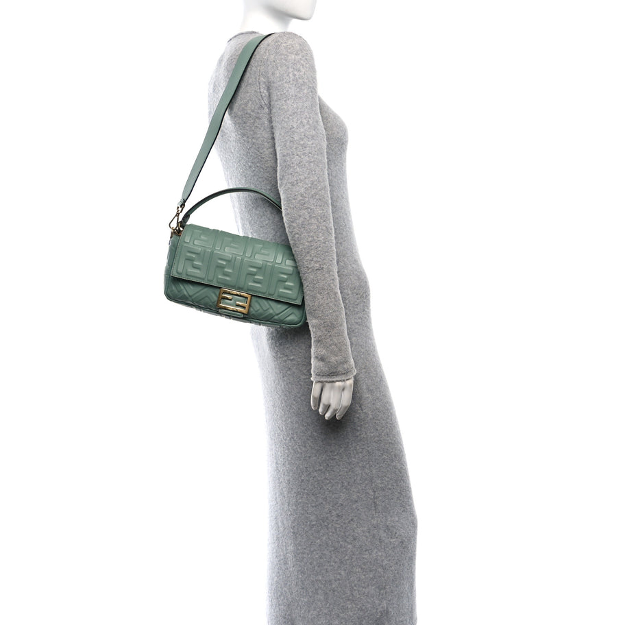 Fendi Nappa FF 1974 Embossed Baguette Menta Image 2