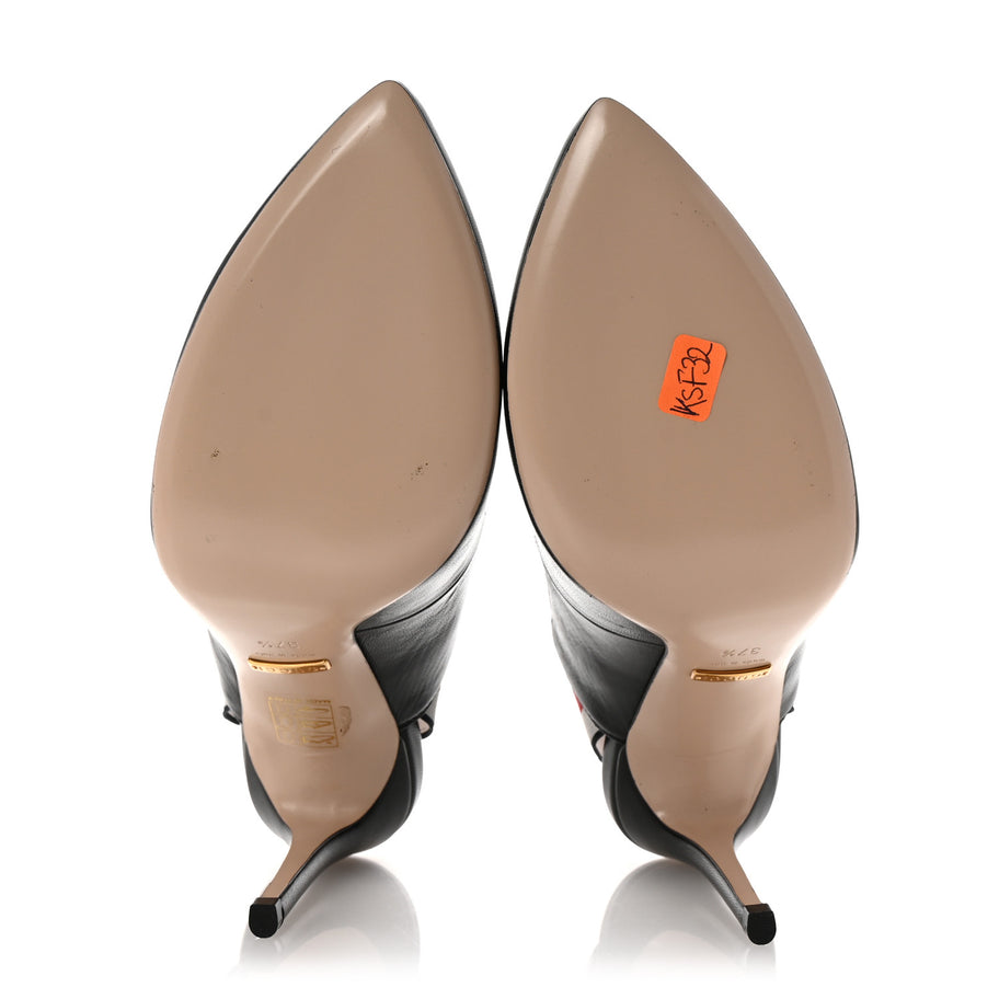 Gucci Malaga Kid Web Sylvie High Heel Slingback Pumps 37.5 Black Image 6