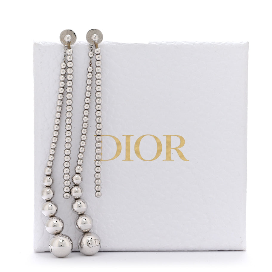 Christian Dior Metal Bead Drop Earrings Silver Image 6
