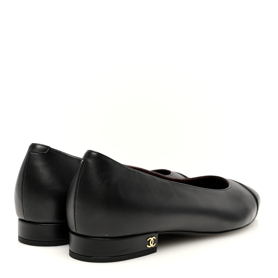 Chanel Lambskin Cap Toe CC Uniform Ballerina Flats 38.5 Black Image 3