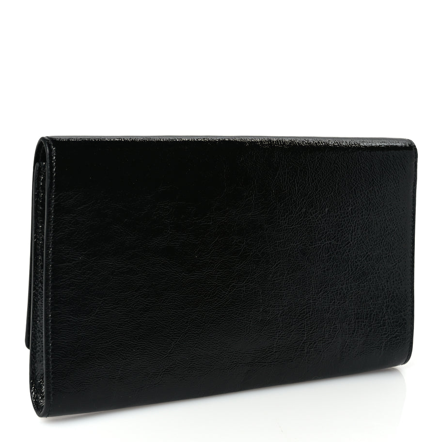 Saint Laurent Textured Patent Monogram Large Belle De Jour Clutch Black Image 3