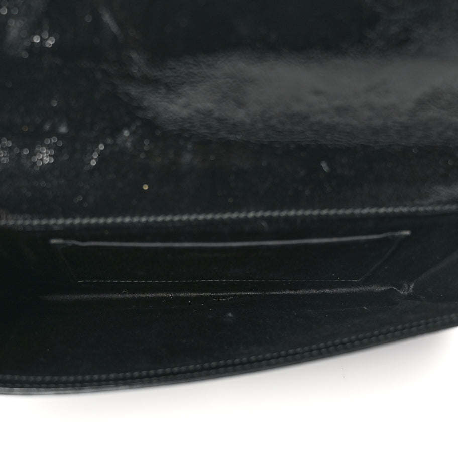 Saint Laurent Textured Patent Monogram Large Belle De Jour Clutch Black Image 5